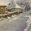 Зимний пейзаж. Деревенская улица.