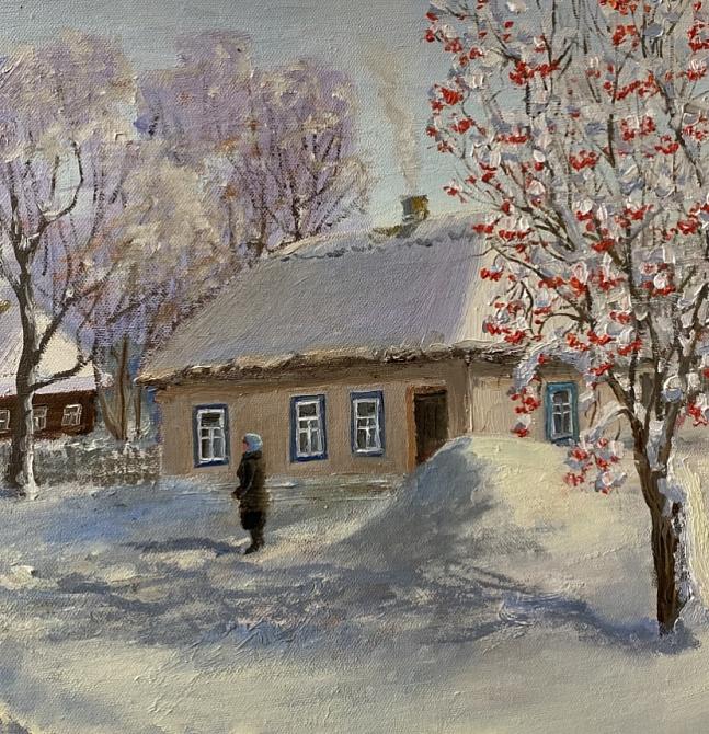 Зимний пейзаж. Деревенская улица.