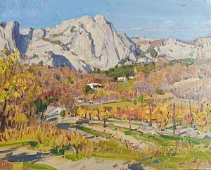 Крымский осенний пейзаж с виноградниками