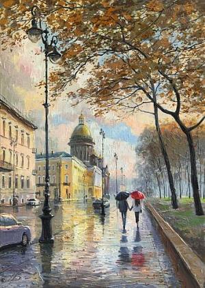 Предзакатный свет. Двое. Петербург. 