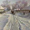 Зимний пейзаж. Деревенская улица.